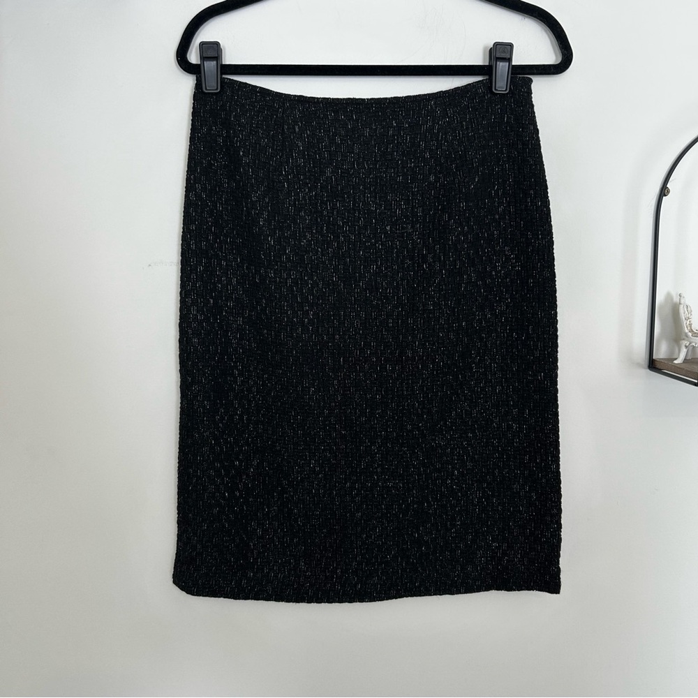 Rickie Freeman Teri Jon Black Woven Knee‎ Length Pencil Skirt Size 6